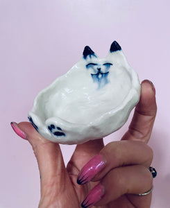 cat porcelain dish