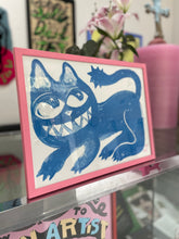 Load image into Gallery viewer, Blue Cat riso print
