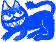 Load image into Gallery viewer, Blue Cat riso print
