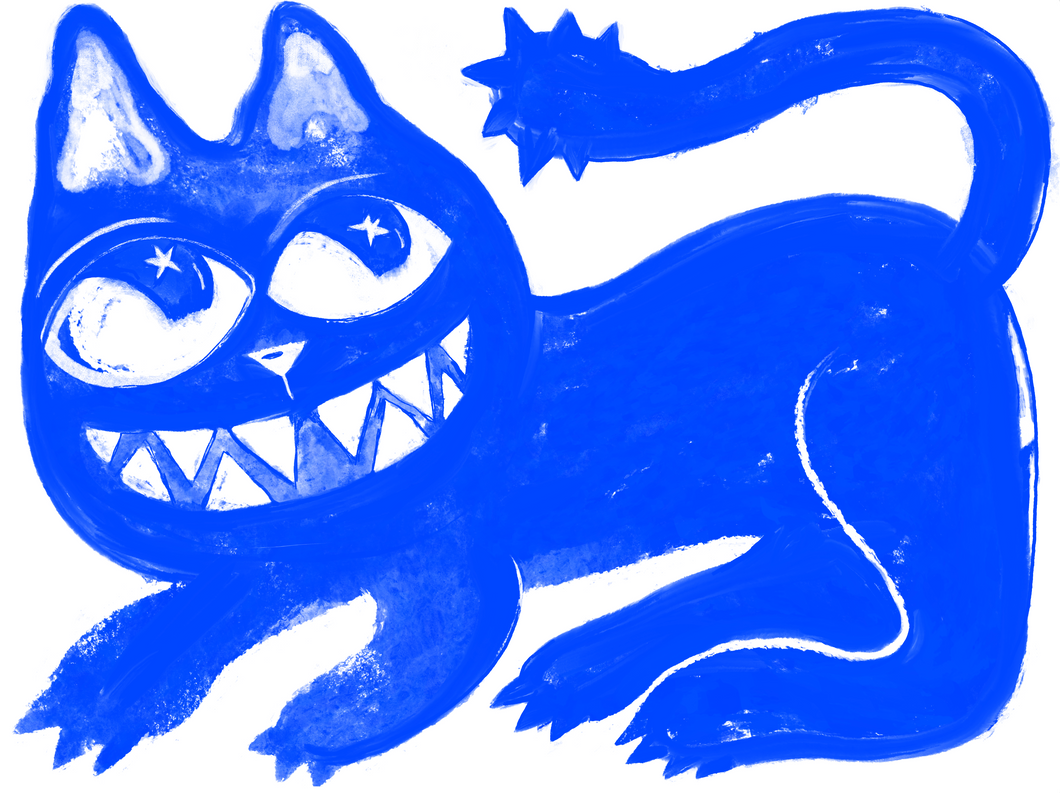 Blue Cat riso print